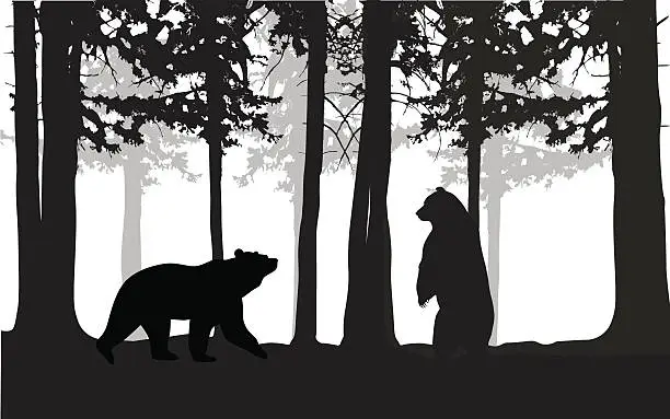 Vector illustration of Wild Bears Vector Silhouette
