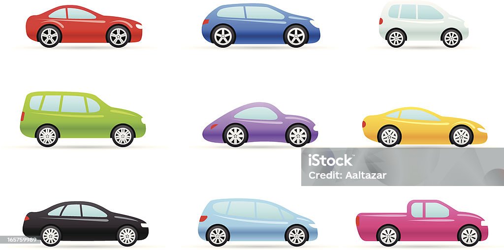 Color de los iconos de automóviles - arte vectorial de Coche libre de derechos