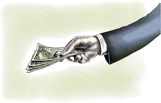 Vector illustration of Hand Holding Money