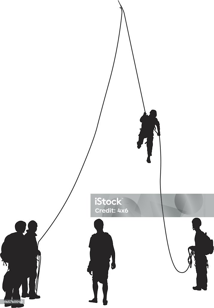 Группа скалолазание каньонингом - Векторная графика Векторная графика роялти-фри