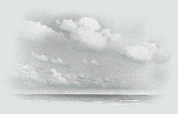 海、雲模様のエッチング - エッチング点のイラスト素材／クリップアート素材／マンガ素材／アイコン素材