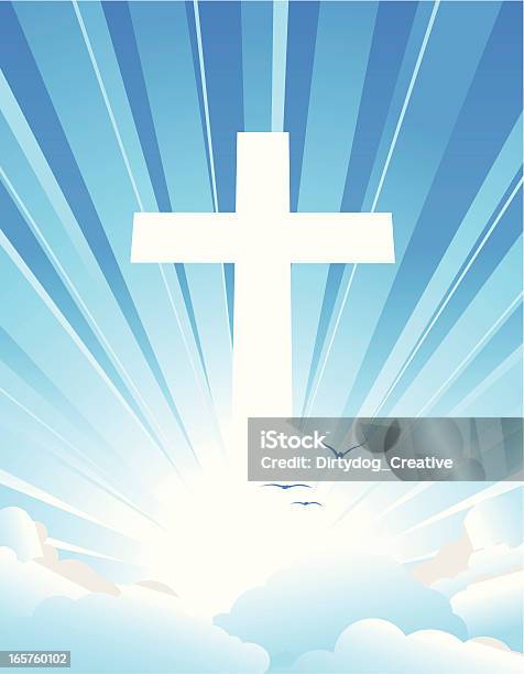 Religious Cross Appearing In The Sky Stock Illustration - Download Image Now - Cross Shape, Religious Cross, Backgrounds