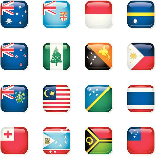 Vector illustration of Australasia Icon Flags