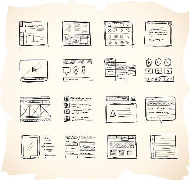 wireframing иконки 2 - tabs interface icons internet web page stock illustrations