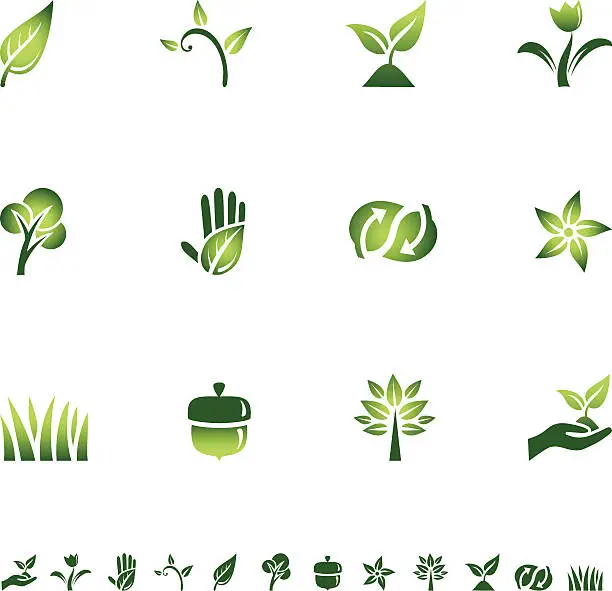 Vector illustration of Green Eco Icons
