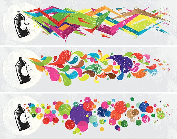 Vector illustration of Colourful abstract graffiti banners