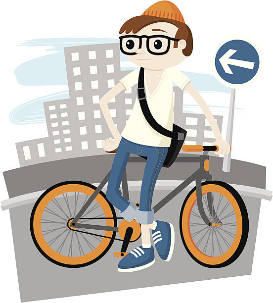 Hipster mit Fahrradmotiv – Vektorgrafik