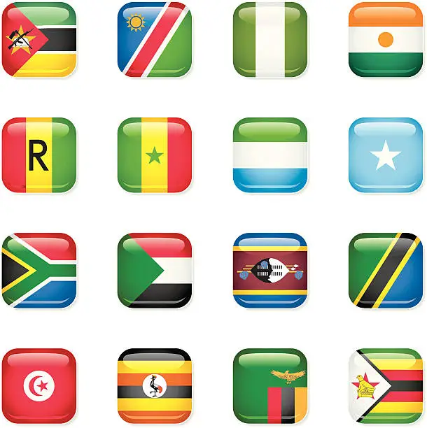 Vector illustration of African Icon Flags [B]