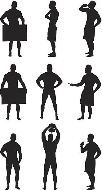 Vector illustration of Muscle man silhouettes