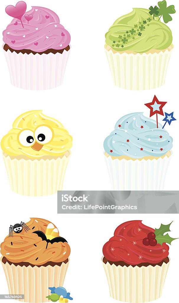 Cupcakes decoración navideña - arte vectorial de Día de San Patricio libre de derechos