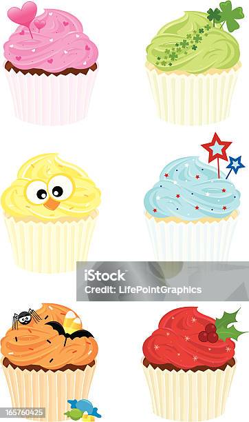 Ilustración de Cupcakes Decoración Navideña y más Vectores Libres de Derechos de Día de San Patricio - Día de San Patricio, Halloween, Magdalena con glaseado