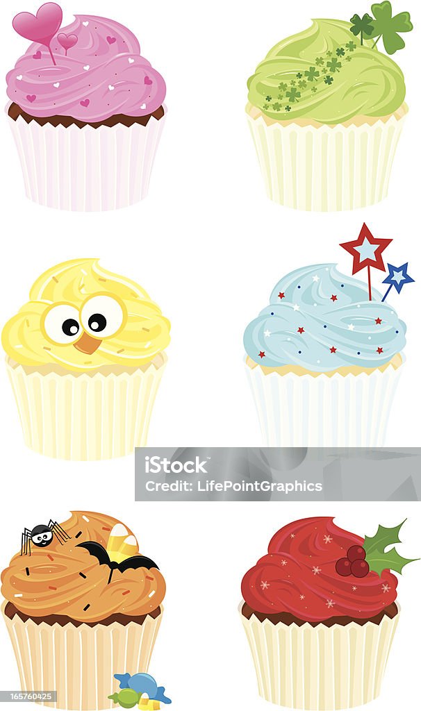 Zdobione świąteczny Cupcakes - Grafika wektorowa royalty-free (Cupcake)