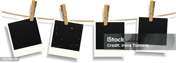 Photos On A Clotheline Stock Illustration - Download Image Now - Photograph, Clothespin, Instant Print Transfer