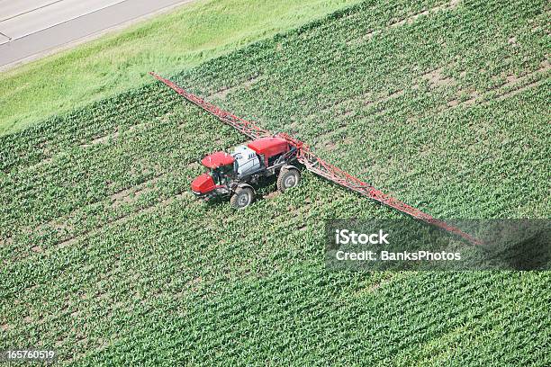Extensiones Aplicación De Nitrógeno Líquido Fertilizante A Corn Field Foto de stock y más banco de imágenes de Tractor