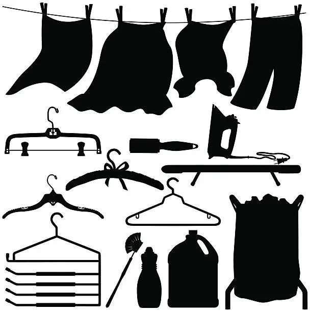 Vector illustration of Laundry Silhouettes