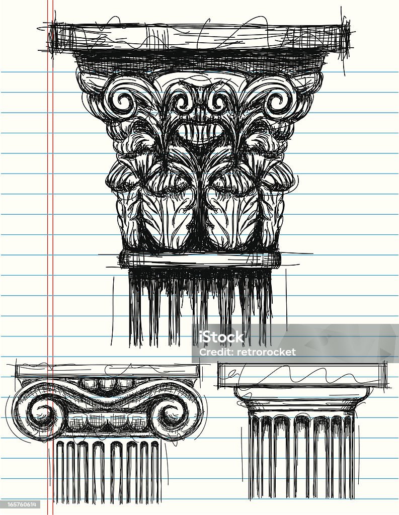 Colonne Capital Croquis - clipart vectoriel de Architecture libre de droits