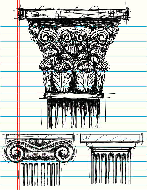 kolumna kapitału szkice - corinthian stock illustrations