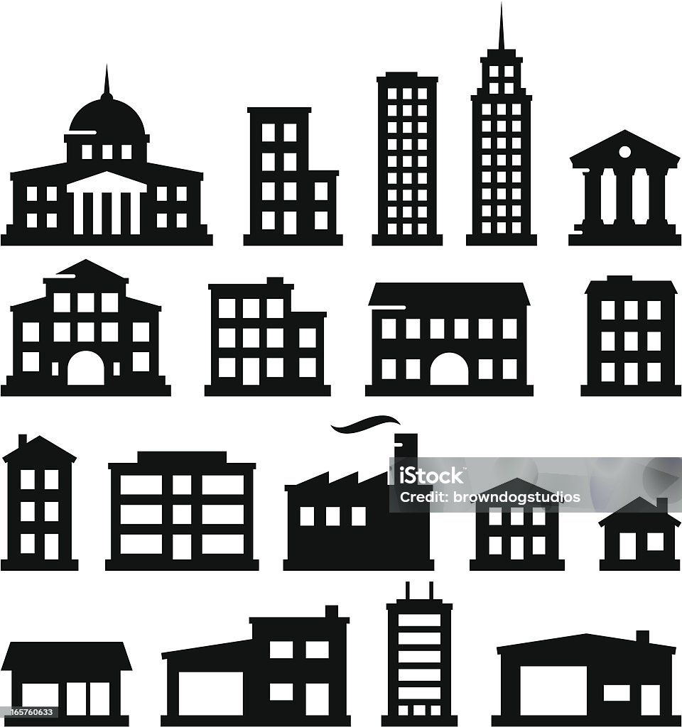 Buildings - Black Series 18 buildings. Vector icons for video, mobile apps, Web sites and print projects. See more in this series. Icon Symbol stock vector