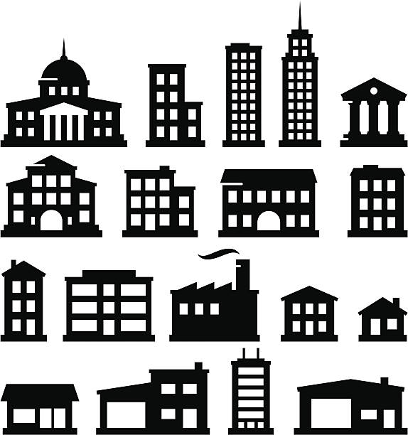 Buildings - Black Series 18 buildings. Vector icons for video, mobile apps, Web sites and print projects. See more in this series. base stock illustrations