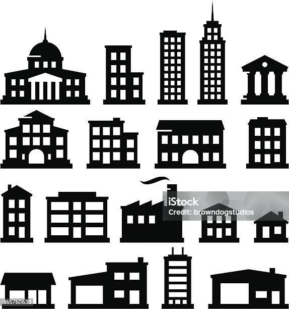 Buildings Black Series Stock Illustration - Download Image Now - Icon Symbol, Building Exterior, Construction Industry