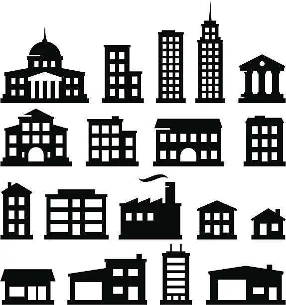 Vector illustration of Buildings - Black Series