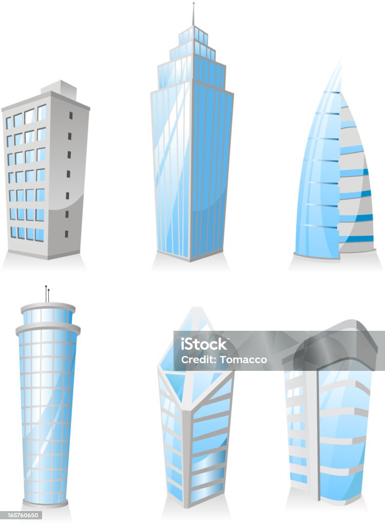 Небоскребы башни Небоскрёб апартаменты penthouse зданием структуру набор 3 - Векторная графика Архитектура роялти-фри