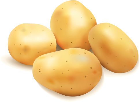 Graphic image of four potatoes on white background