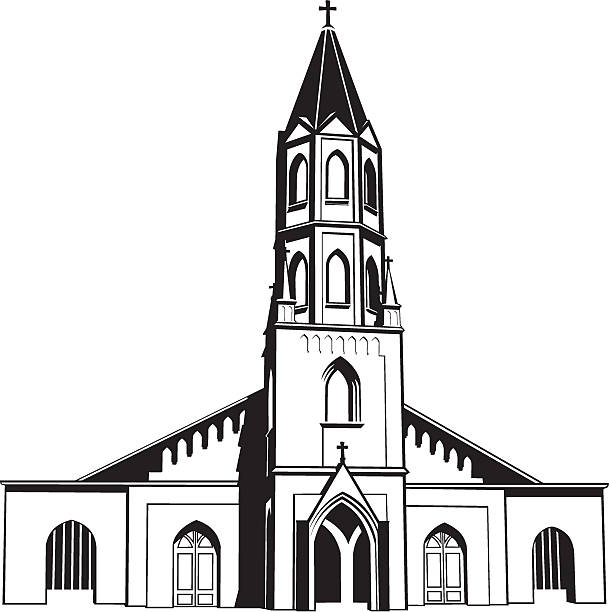 ilustrações, clipart, desenhos animados e ícones de igreja católica - church steeple vector christianity