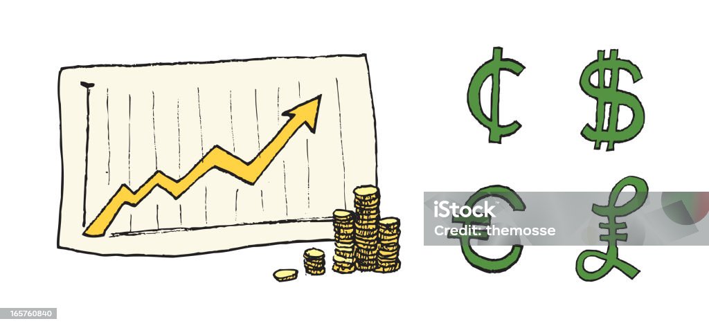 Iconos y símbolos financieros - arte vectorial de Crecimiento libre de derechos