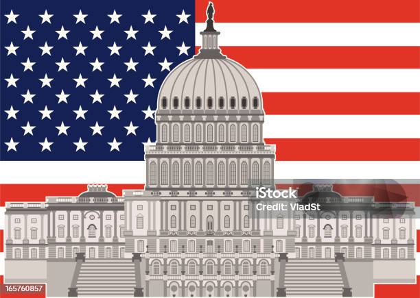 United States Capitol Gebäude Stock Vektor Art und mehr Bilder von Kongressversammlung - Kongressversammlung, Vektor, Amerikanische Flagge