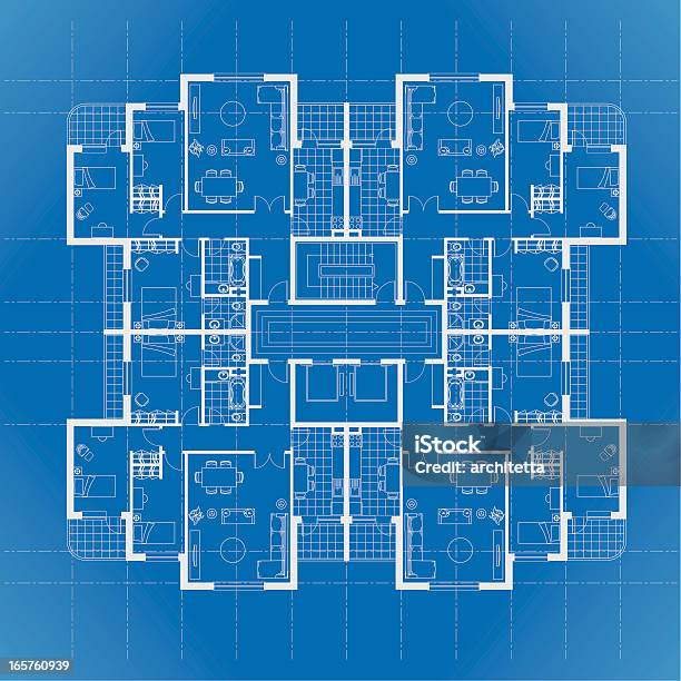 Haus Planen Architektonischen Zeichnung Stock Vektor Art und mehr Bilder von Wohnung - Wohnung, Lageplan, Technische Zeichnung