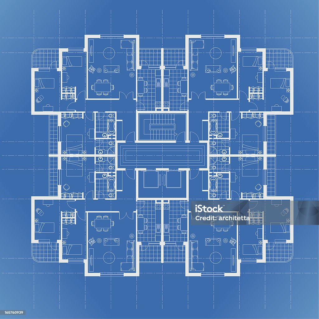 plan de dibujo arquitectónico casa - arte vectorial de Piso - Residencia libre de derechos