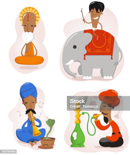 Hindu People Set 2 Stock Illustration - Download Image Now - Guru, Black Hair, Bollywood