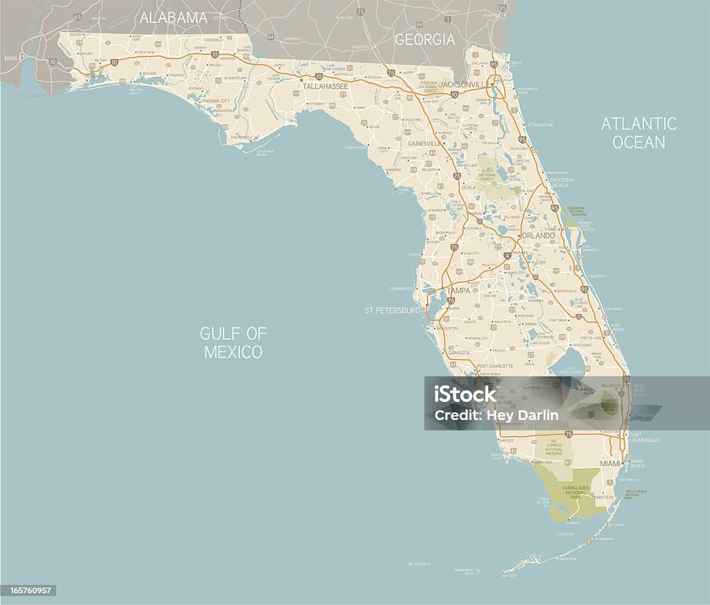 Mapa do estado da Flórida - Royalty-free Florida - EUA arte vetorial