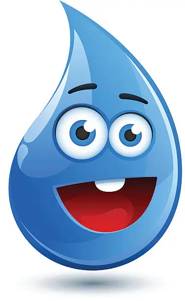 Vector illustration of Happy droplet of water