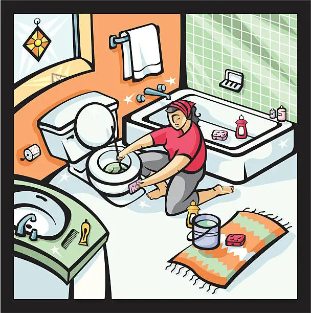 Vector illustration of Bathroom and toilet cleaning