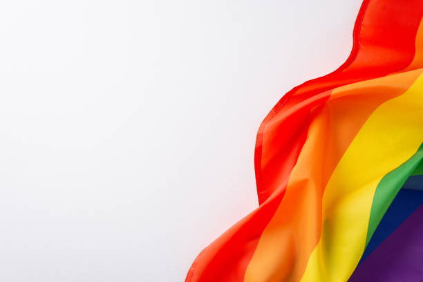 istock Symbolizing unity and progress: This top view photo showcases a rainbow flag on a white canvas empty space that welcomes text as a gesture of respect for LGBT history month and its significance 1657611086