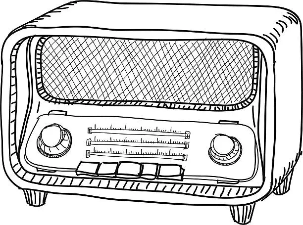 Vector illustration of Radio in Black and White