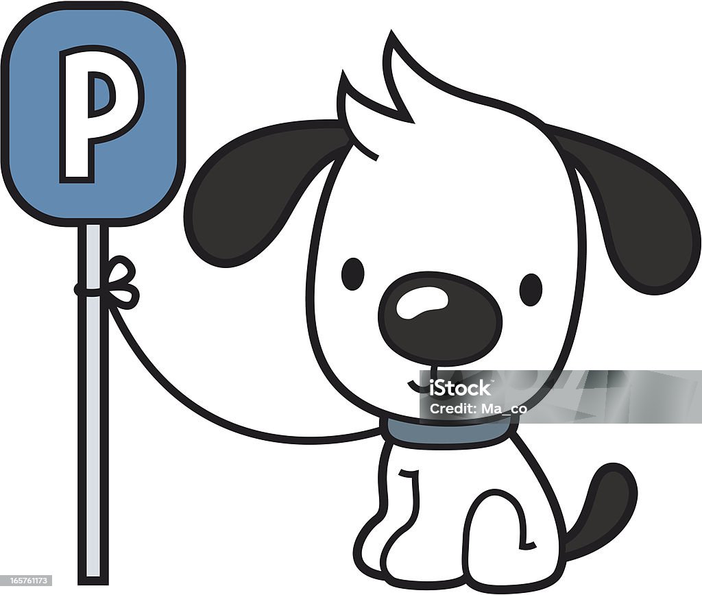 cartoon Hund wartet außerhalb des Parkverbot - Lizenzfrei Hund Vektorgrafik