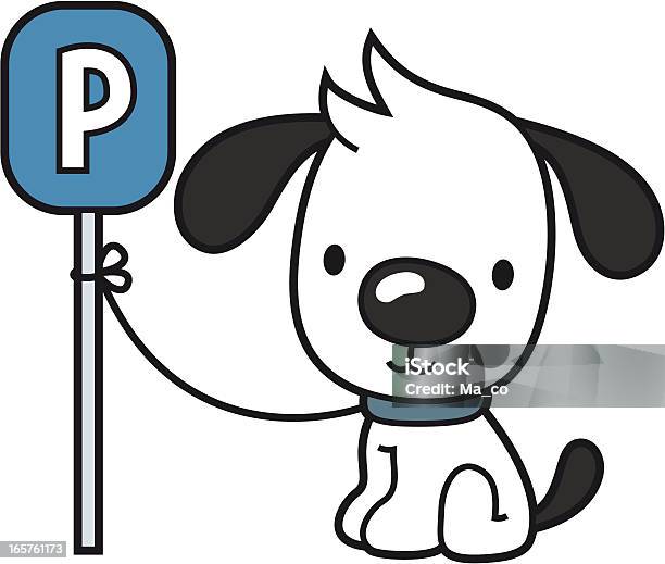 Cartoon Hund Wartet Außerhalb Des Parkverbot Stock Vektor Art und mehr Bilder von Hund - Hund, Parken, Parkfläche