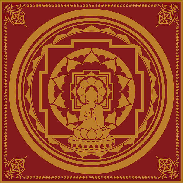 Golden Buddha vector art illustration