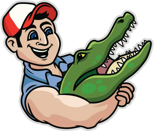 Vector illustration of Alligator Wrestling