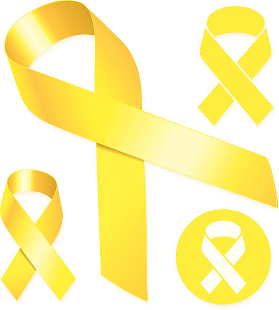 ilustrações de stock, clip art, desenhos animados e ícones de amarelo fitas com longa e cauda curta - aids awareness ribbon