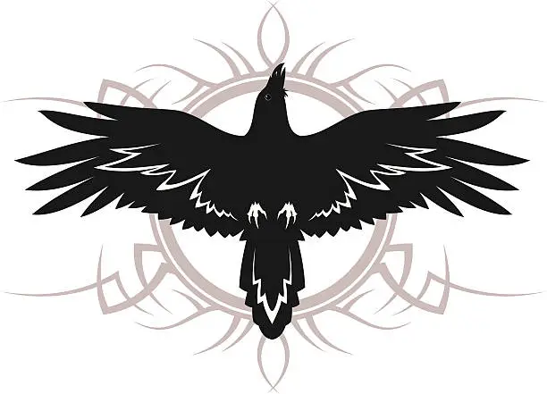 Vector illustration of Raven tattoo