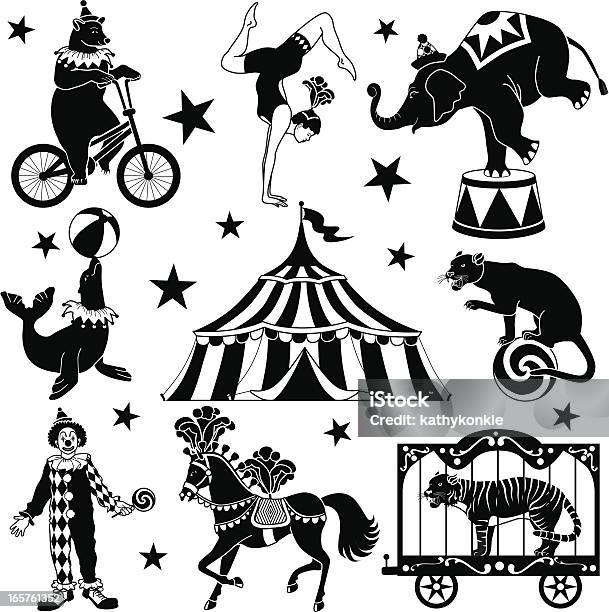 Circus Characters Stock Illustration - Download Image Now - Circus, In Silhouette, Clown