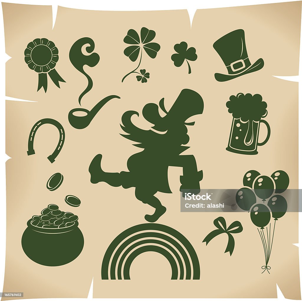 Ensemble d'icônes de la Saint-Patrick - clipart vectoriel de Lutin libre de droits