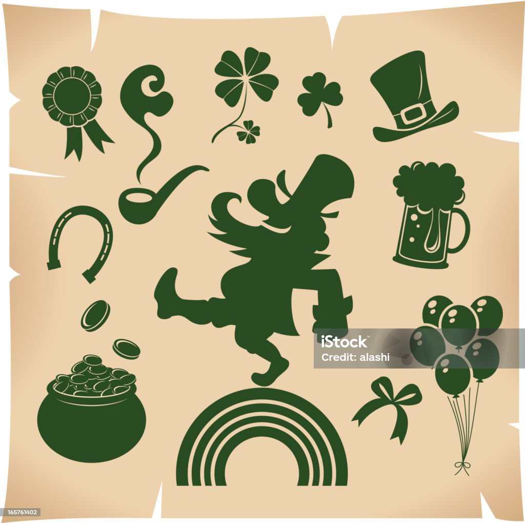 Conjunto de ícones de St. Patrick's day - Vetor de Duende royalty-free