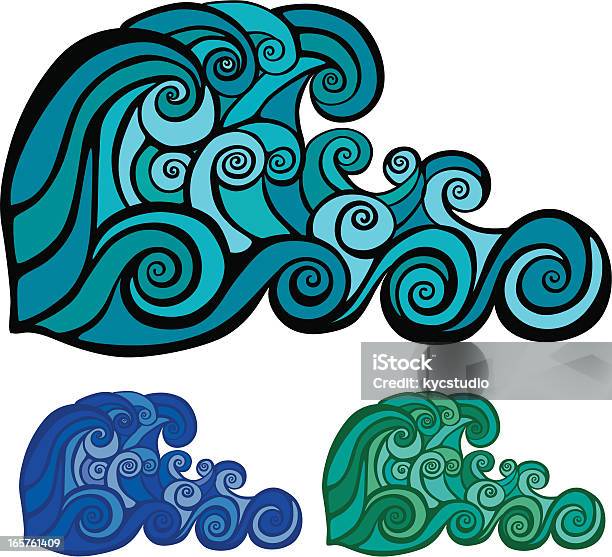 Padrão De Ondas - Arte vetorial de stock e mais imagens de Mar - Mar, Curva - Forma, Ilustração