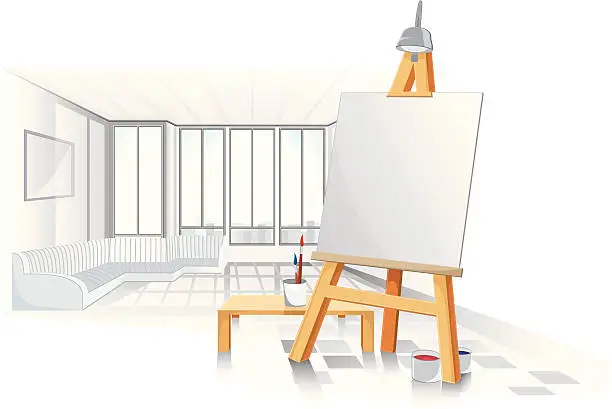 Vector illustration of Artists studio.