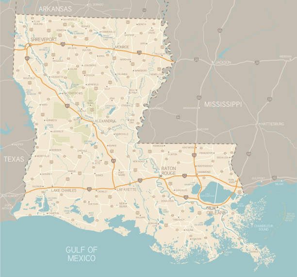 louisiana map - louisiana stock illustrations